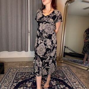 Floral Black and Gray Dress